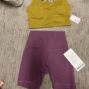 Lululemon Wunder Train biker shorts and long line sports bra brand new